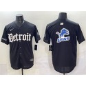 Detroit Lions Team Big Logo Black 'Motor Gothic Edition' Vapor Premier Limited Stitched Jersey