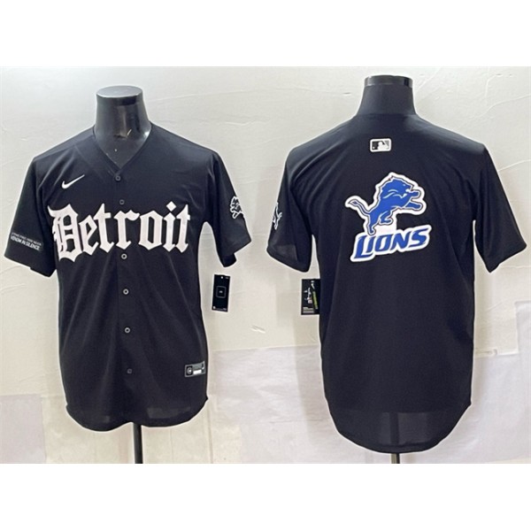 Detroit Lions Team Big Logo Black 'Motor Gothic Edition' Vapor Premier Limited Stitched Jersey