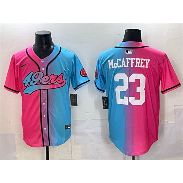 San Francisco 49ers #23 Christian McCaffrey Pink Blue Limited Stitched Jersey