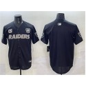 Las Vegas Raiders Blank Black With Nevada Silver Stat Patch And 65th Anniversary Patch 3-Star C Patch Stitched Jersey