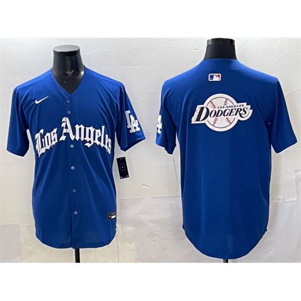 Los Angeles Dodgers Team Big Logo Blue 2025 LA Gothic Style With Fernando Patch Vapor Premier Limited Stitched Jersey