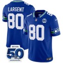 Seattle Seahawks #80 Steve Largent Royal 2025 F.U.S.E 50th Anniversary Patch Throwback Vapor Limited Football Stitched Jersey