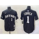 Houston Astros #1 Carlos Correa Black Gothic 'Houston Born Barrio Raised' Limited Stitched Jersey