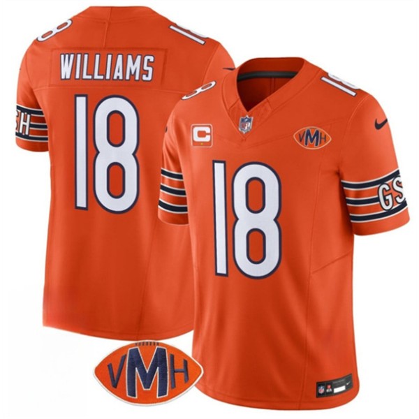 Chicago Bears #18 Caleb Williams Orange 2025 F.U.S.E. With 1-Star C Patch And VMH Patch Vapor Untouchable Limited Football Stitched Jersey