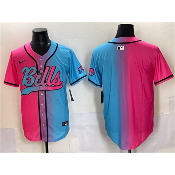 Buffalo Bills Blank Pink Blue Limited Stitched Jersey