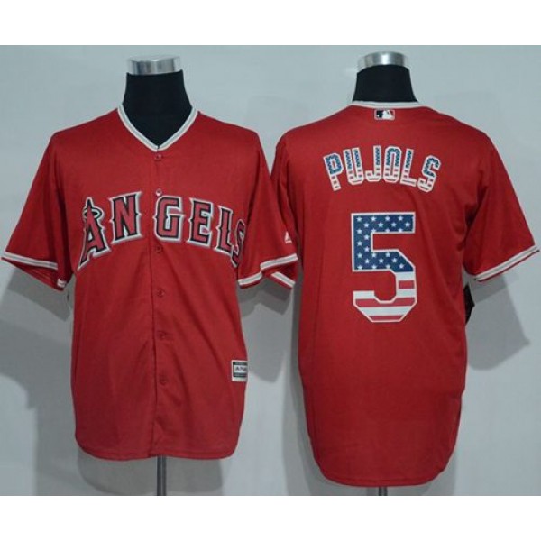 Angels Of Anaheim #5 Albert Pujols Red USA Flag Fashion Stitched Jersey