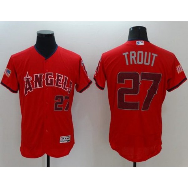 Angels Of Anaheim #27 Mike Trout Red Fashion Stars Stripes Flexbase Authentic Stitched Jersey