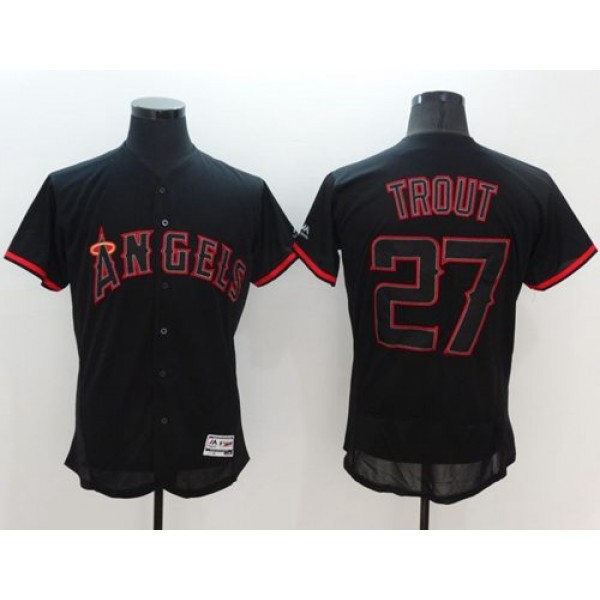 Angels Of Anaheim #27 Mike Trout Black Fashion Flexbase Authentic Collection Stitched Jersey