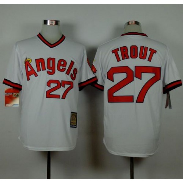 Angels Of Anaheim #27 Mike Trout White 1980 Turn Back The Clock Stitched Jersey