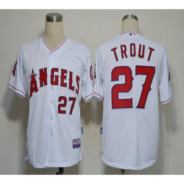 Angels Of Anaheim #27 Mike Trout White Cool Base Stitched Jersey