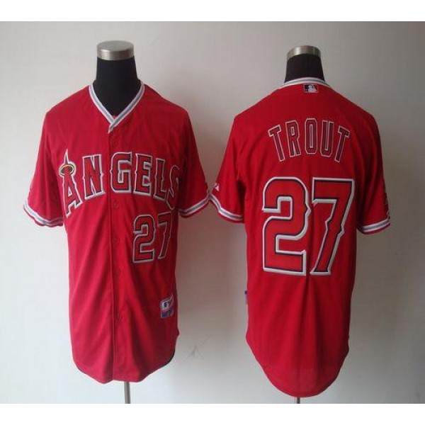 Angels Of Anaheim #27 Mike Trout Red Cool Base Stitched Jersey
