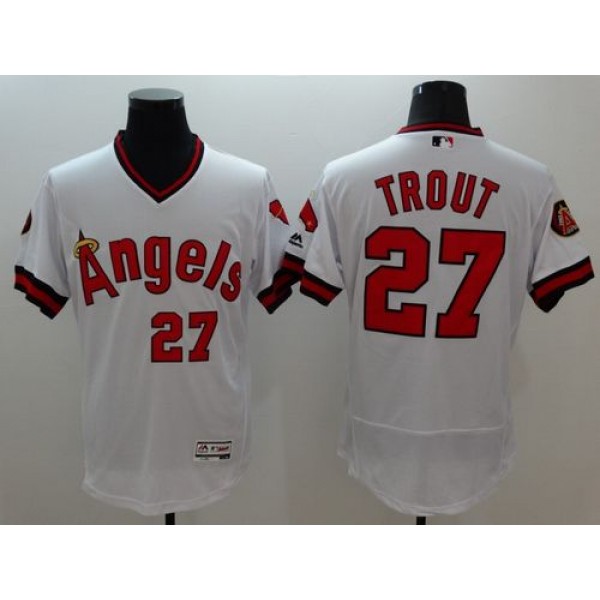 Angels of Anaheim #27 Mike Trout White Flexbase Authentic Collection Cooperstown Stitched Jersey