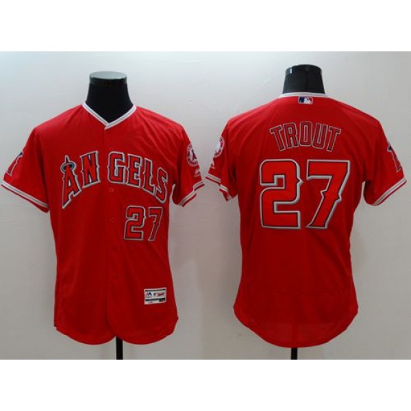 Angels Of Anaheim #27 Mike Trout Red Flexbase Authentic Collection Stitched Jersey