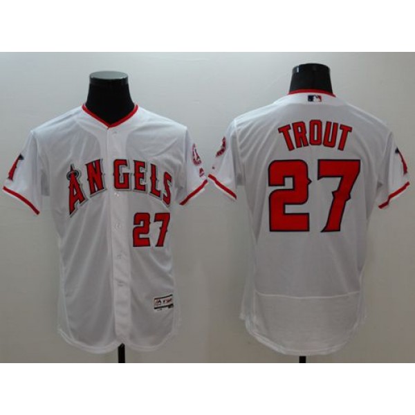 Angels Of Anaheim #27 Mike Trout White Flexbase Authentic Collection Stitched Jersey