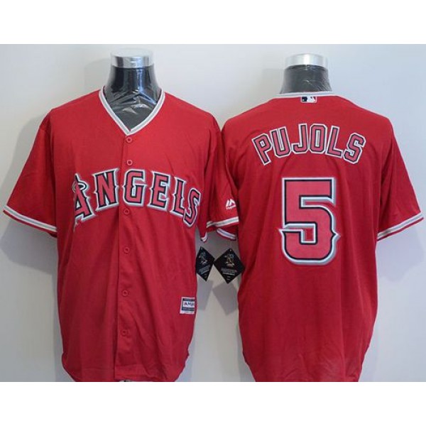 Angels Of Anaheim #5 Albert Pujols Red New Cool Base Stitched Jersey