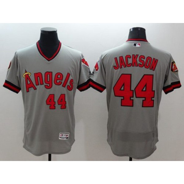 Angels Of Anaheim #44 Reggie Jackson Grey Flexbase Authentic Collection Cooperstown Stitched Jersey