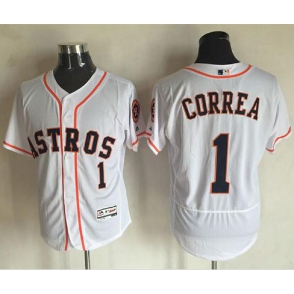 Astros #1 Carlos Correa White Flexbase Authentic Collection Stitched Jersey