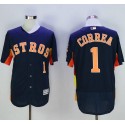 Astros #1 Carlos Correa Navy Blue Flexbase Authentic Collection Stitched Jersey