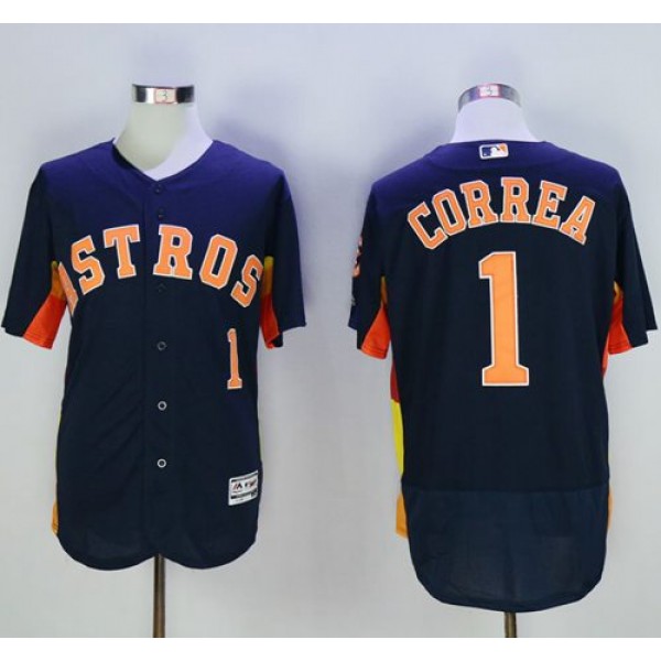 Astros #1 Carlos Correa Navy Blue Flexbase Authentic Collection Stitched Jersey