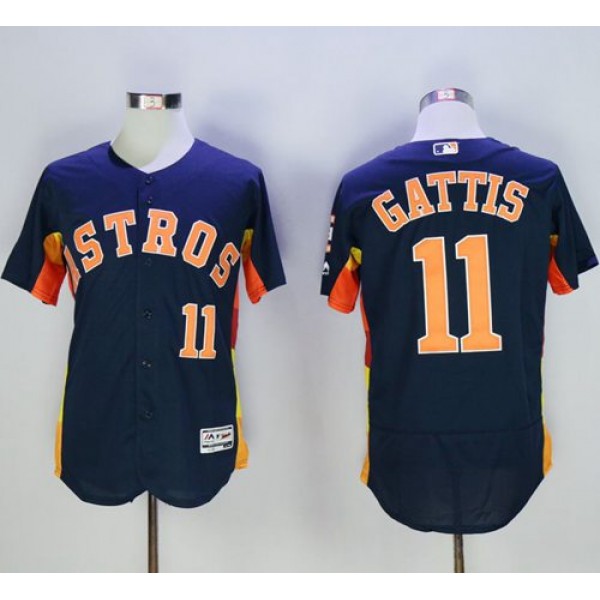 Astros #11 Evan Gattis Navy Blue Flexbase Authentic Collection Stitched Jersey