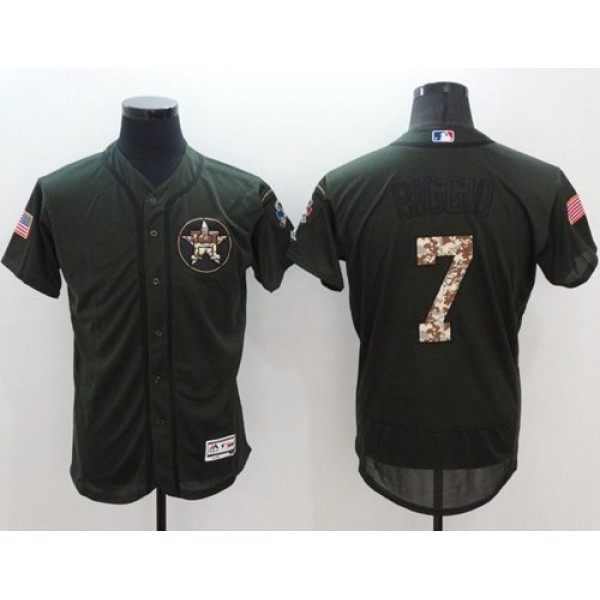 Astros #7 Craig Biggio Green Flexbase Authentic Collection Salute To Service Stitched Jersey
