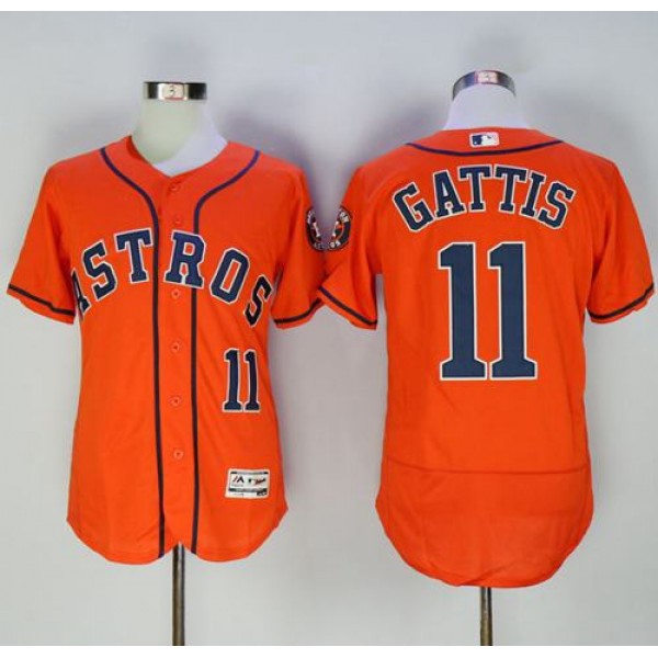 Astros #11 Evan Gattis Orange Flexbase Authentic Collection Stitched Jersey