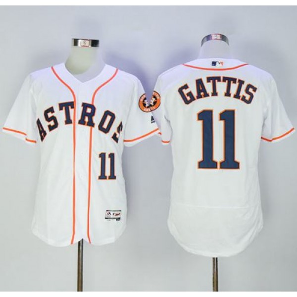 Astros #11 Evan Gattis White Flexbase Authentic Collection Stitched Jersey