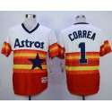 Astros #1 Carlos Correa White Orange 1980 Turn Back The Clock Stitched Jersey