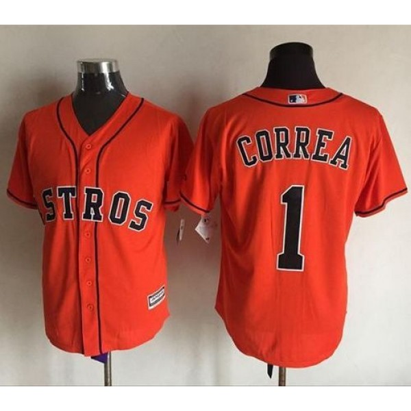 Astros #1 Carlos Correa Orange New Cool Base Stitched Jersey