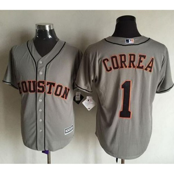Astros #1 Carlos Correa Grey New Cool Base Stitched Jersey