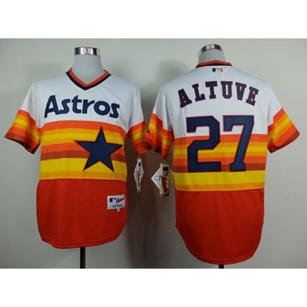 Astros #27 Jose Altuve White Orange 1980 Turn Back The Clock Stitched Jersey