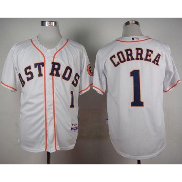 Astros #1 Carlos Correa White Cool Base Stitched Jersey