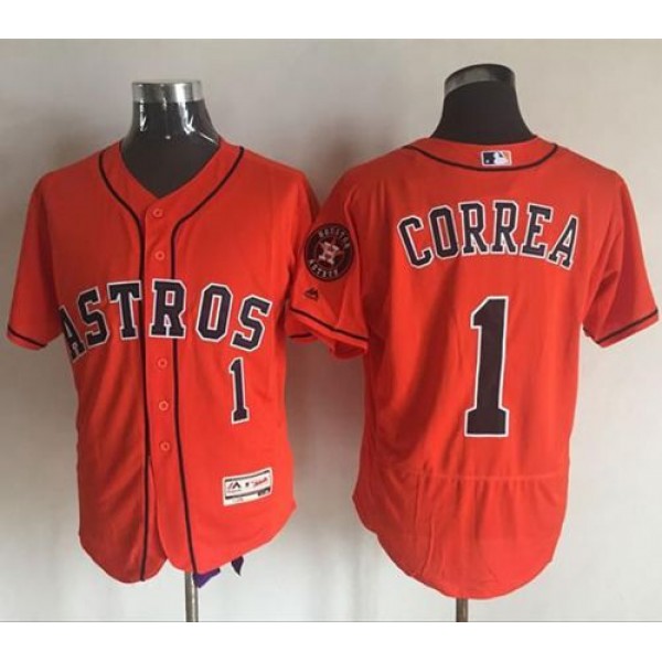 Astros #1 Carlos Correa Orange Flexbase Authentic Collection Stitched Jersey
