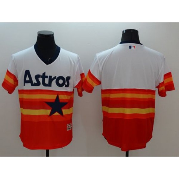 Astros Blank White Orange Flexbase Authentic Collection Cooperstown Stitched Jersey