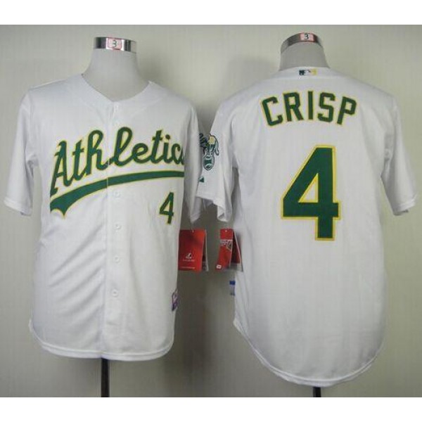 Athletics #4 Coco Crisp White Cool Base Stitched Jersey