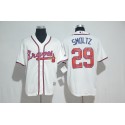 Atlanta Braves #29 John Smoltz White Team Logo Print Cool Base Stitched Jersey