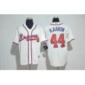 Atlanta Braves #44 Hank Aaron White Team Logo Print Cool Base Stitched Jersey