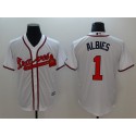 Atlanta Braves #1 Ozhaino Albies White Flexbase Stitched Jersey