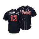 Atlanta Braves #13 Ronald Acuna Majestic Navy Cool Base Stitched Jersey