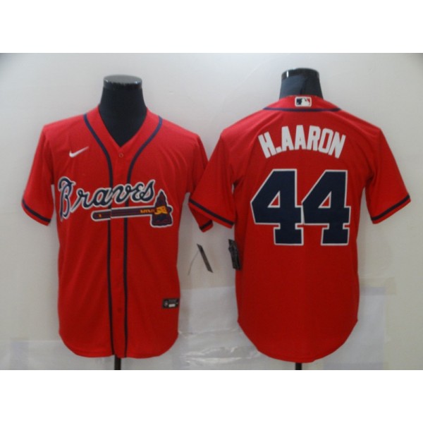 Atlanta Braves #44 Hank Aaron Red Stitched Jersey