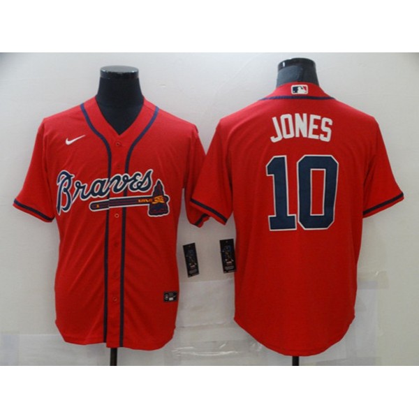 Atlanta Braves #10 Chipper Jones Red Stitched Jersey