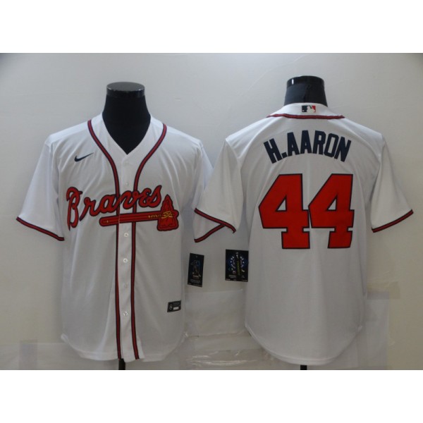 Atlanta Braves #44 Hank Aaron White Cool Base Stitched Jersey