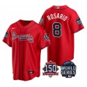 Atlanta Braves #8 Eddie Rosario 2021 Red World Series With 150th Anniversary Patch Cool Base Stitched Jersey