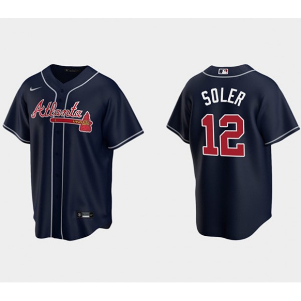 Atlanta Braves #12 Jorge Soler Navy Cool Base Stitched Jersey
