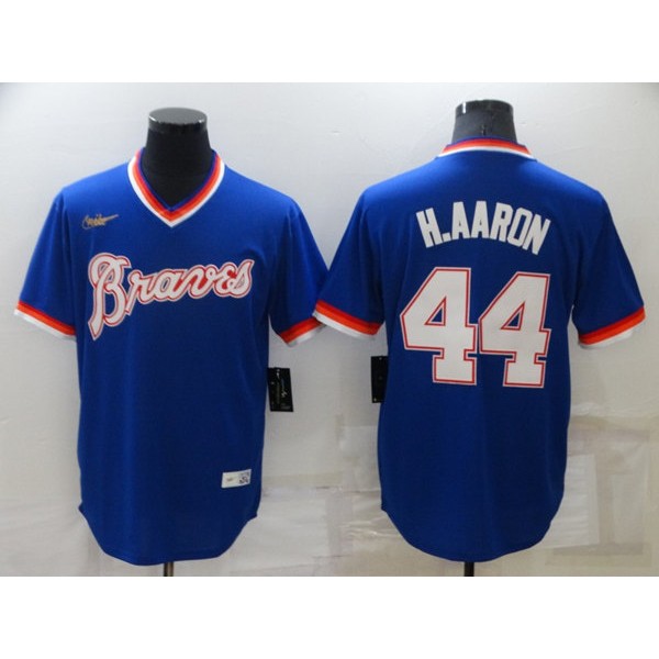 Atlanta Braves #44 Hank Aaron Royal Cool Base Stitched Jersey