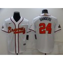 Atlanta Braves #24 Deion Sanders 2022 White Gold World Series Champions Program Cool Base Stitched Baseball Jersey
