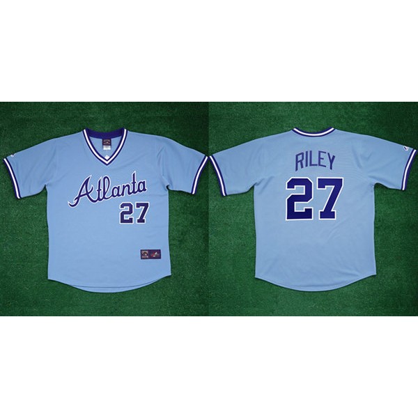 Atlanta Braves #27 Austin Riley 1982 Light Blue Cool Base Stitched Baseball Jersey