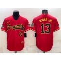 Atlanta Braves #13 Ronald Acuna Jr. Red Gold Cool Base Stitched Baseball Jersey