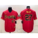 Atlanta Braves #27 Austin Riley Red Gold Cool Base Stitched Baseball Jersey