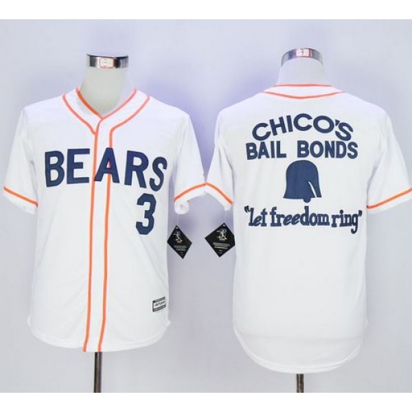 Bad News Bears Button Down #3 Kelly Leak White Movie Stitched Baseball Jersey